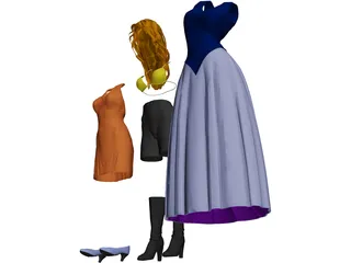 Woman Clothes 3D Model preview