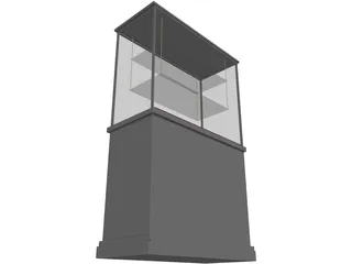 Glass Vitrine with Wooden Base 3D Model preview