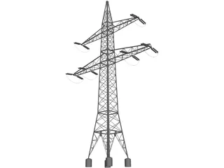 High Voltage Electric Power Transmission Pylon 3D Model preview