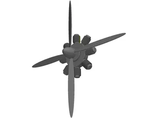 Radial Engine Model 3D Model preview