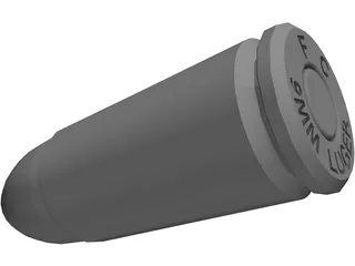 9mm Luger Cartidge 3D Model preview