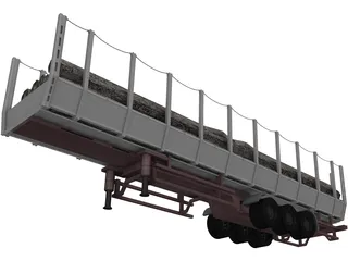 Logging Truck Trailer 3D Model preview