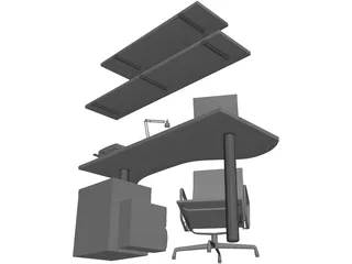 Office Work Space 3D Model preview