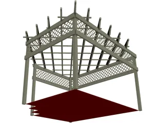 Wood Pergola 3D Model preview