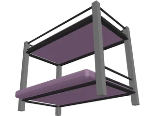 Futon Bunk Bed 3D Model preview