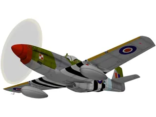 North American Mustang III 3D Model preview