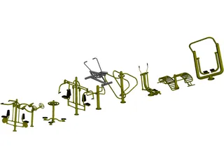 Outdoor Gym Equipment 3D Model preview