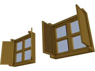 Double Shutter Window 3D Model preview