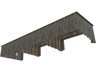 World War I Era Aircraft Hangar 3D Model preview