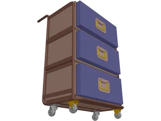 Trolley with removable drawer units 3D Model preview