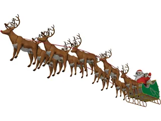 Santa and Sleigh 3D Model preview