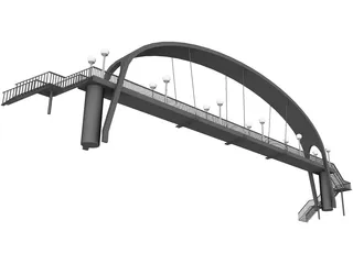 Suspension Arch Walkway Bridge 3D Model preview