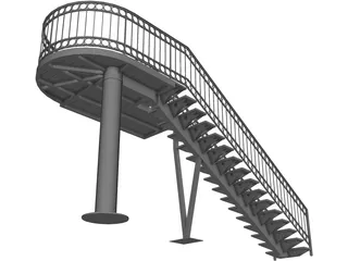 Stairs with Pedestal 3D Model preview