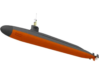 Ohio SSBN Nuclear Ballistic Missile Submarine 3D Model preview
