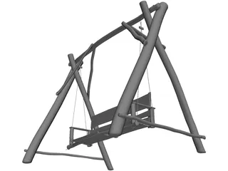 Swing Wooden Chair 3D Model preview