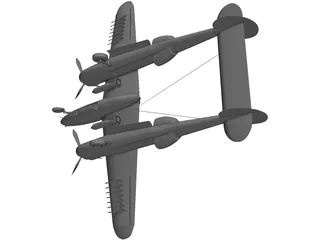 Lockheed P-38 J/L Lightning 3D Model preview