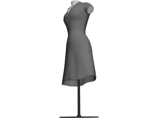 Female Mannequin Bust and Dress 3D Model preview