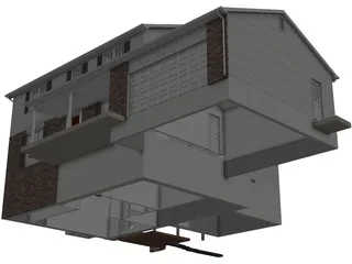 House 2-Story Suburban Colonial 3D Model preview