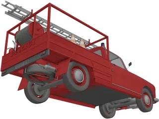 Peugeot Pickup Fire Truck 3D Model preview