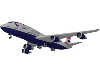 Boeing 747 British Airways 3D Model preview