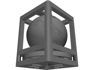 Globe in Cube Frame 3D Model preview