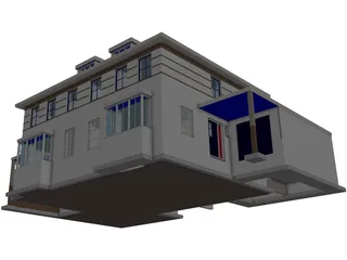 Dutch 2 Family House 3D Model preview