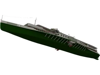 Rheundampfer Goethe Steam Ship 3D Model preview