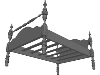Bed Single Low Post 3D Model preview