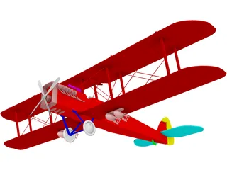 Biplane Curtiss Jenny 3D Model preview