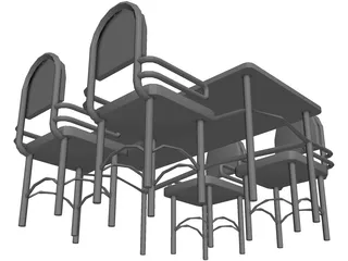 Table and Chairs 3D Model preview
