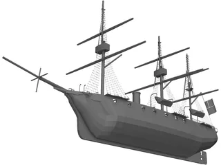 Esmeralda Wooden Ship 3D Model preview