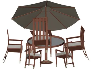 Table Set Patio 3D Model preview