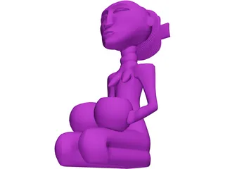 Africa Women Statue 3D Model preview