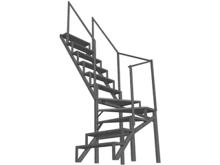 Angle Stairs Garden 3D Model preview