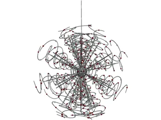 Outburst Crystal and Halogen Chandelier 3D Model preview