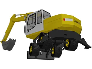 Liebherr Excavator 3D Model preview