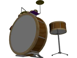 Antique Drum Kit 3D Model preview