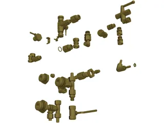 Pipe Couplings Set 3D Model preview
