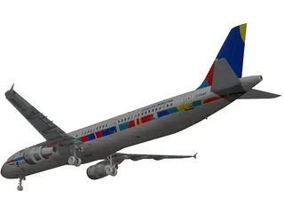 Airbus A321 Air 2000 3D Model preview