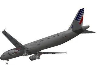 Airbus A321 Air France 3D Model preview