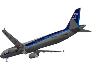 Airbus A321 All Nippon 3D Model preview