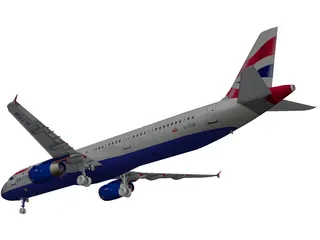 Airbus A321 British Airways 3D Model preview