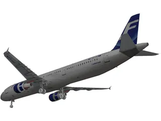 Airbus A321 FinnAir 3D Model preview