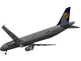Airbus A321 Lufthansa 3D Model preview