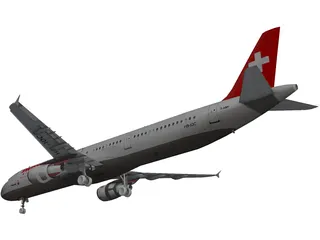 Airbus A321 SwissAir 3D Model preview