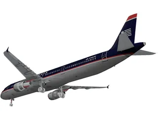 Airbus A321 US Airways 3D Model preview