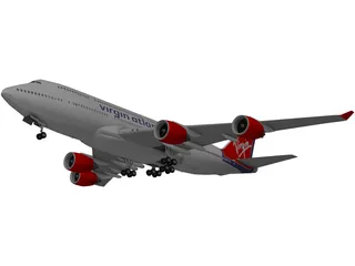 Boeing 747 Virgin Atlantic 3D Model preview