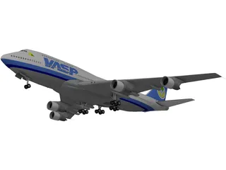 Boeing 747-400 VASP Brasil 3D Model preview