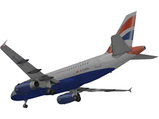 Airbus A319 British Airways 3D Model preview