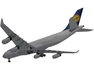 Airbus A340-200 Lufthansa 3D Model preview